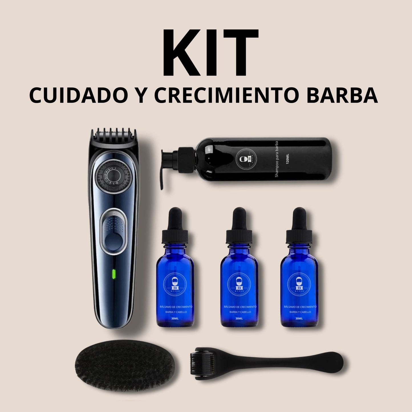 Kit De Cuidado Y Crecimiento De Barba Y Bigote 3 Meses